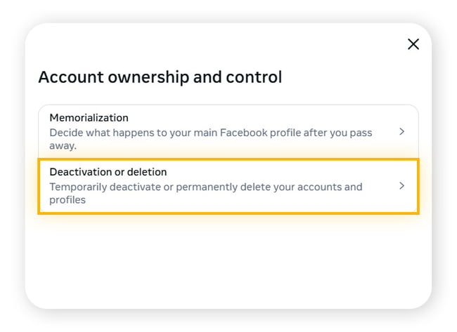 delete facebook account