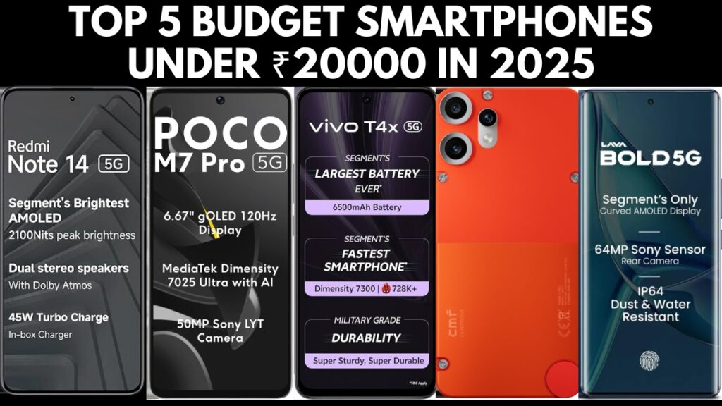 Top 5 Budget Smartphones Under ₹20000 in 2025